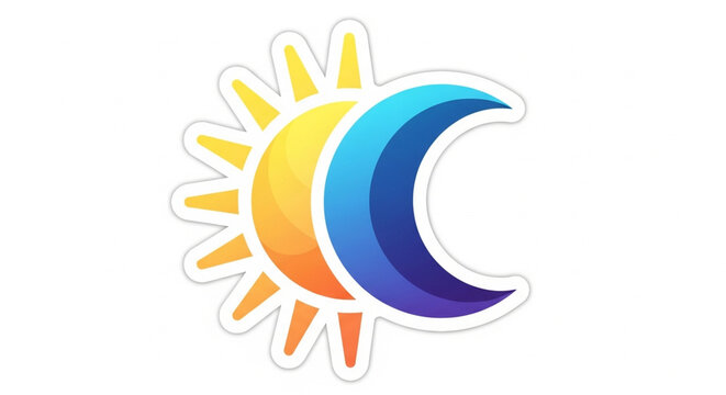 Sun and Moon Day Night Celestial Icon Vector Illustration