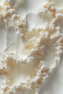 Creamy whipped white texture macro close up background with abstract background delicate aesthetic culinary frosting composition lightness whiteness ingredient backdrop minimalist