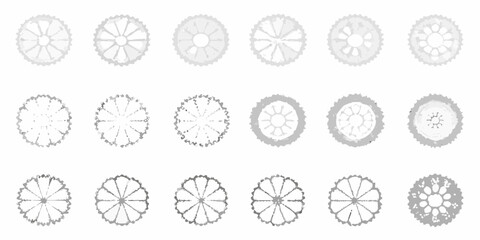 collection of twelve top down tree plan views in grayscale vector view silhouette landscape architecture design pattern © Rita