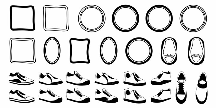 diverse shoe and footwear icon set displayed on white background sneaker boot heel loafer vector illustration graphic