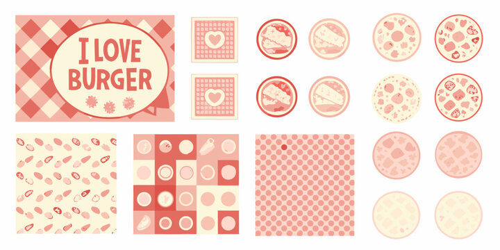 vintage style burger and pizza branding elements vector illustration food restaurant logo pattern design graphic retro menu