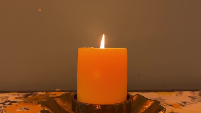 Glowing Candle Light at Home During Peaceful Evening Ambience

