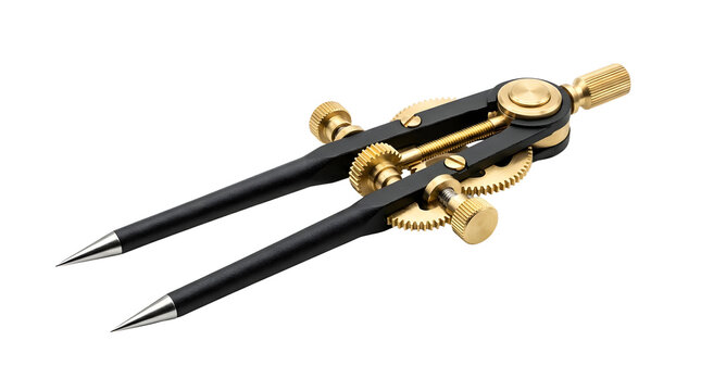 Precision Drafting Compass Tool for Technical Drawing on White Background