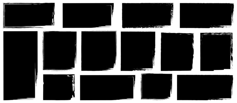 Set of rectangle Brush stroke, ink paint brush, grunge box. black grunge rectangle. paint brush grunge border frame. Rectangle grunge boxes for collage, text, banner, sticker, poster design. vector il