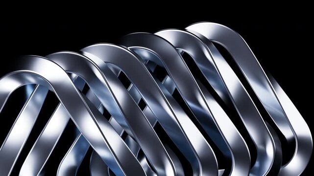 Abstract metallic curve geometry background, 3d rendering.