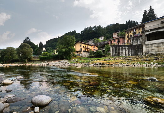 Brembo river in San Giovanni Bianco, Lombardy, Italy