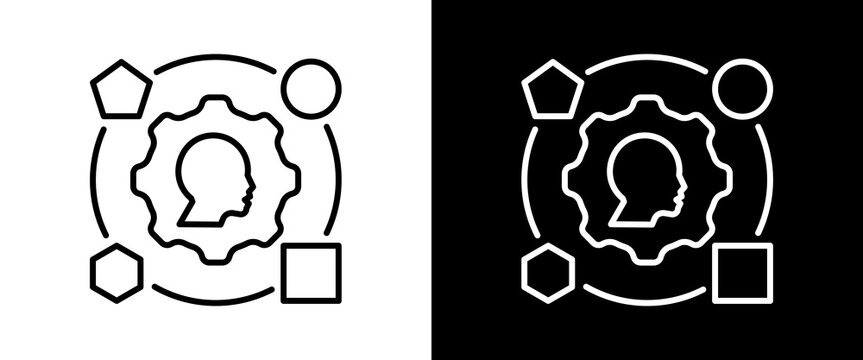 Adaptability white and black icon set design