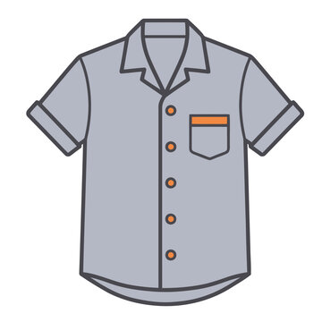 Short Sleeve Button-Up Shirt Illustration