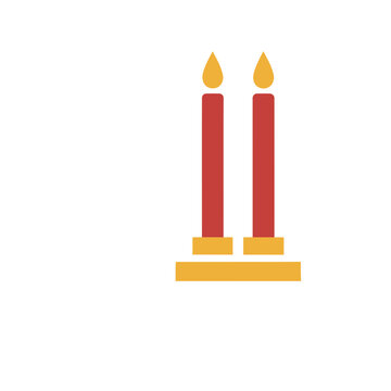 Two red candles with yellow flames