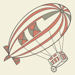 Vintage hand drawn dirigible airship illustration with dirigible zeppelin aviation transport © md