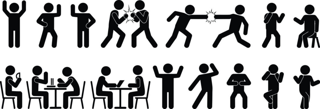 Aggressive Behavior Icon in black line, filled, outline, and solid styles depicting shouting, arguing, confrontation, anger, stress, and hostile communication.