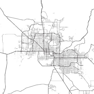 Vector Street Map of Phoenix Arizona &ndash; Black and White Minimalist City Road Map
