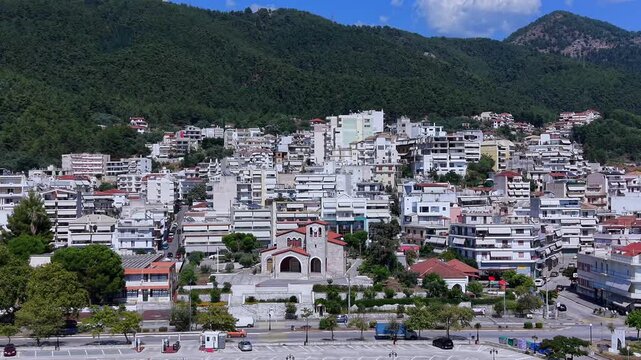 Aerial view of Igoumenitsa Greece Mediterranean Coastline