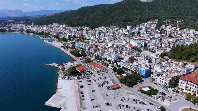 Aerial view of Igoumenitsa Greece Mediterranean Coastline