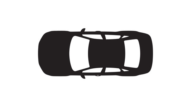 Car Top Down View Silhouette Against White Background Silhouette