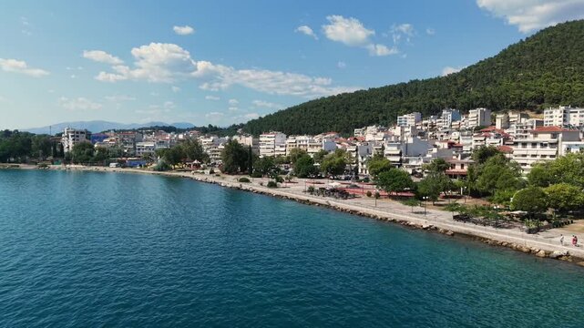 Aerial view of Igoumenitsa Greece Mediterranean Coastline
