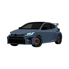 Naklejka premium A modern blue sports car is shown on a white background