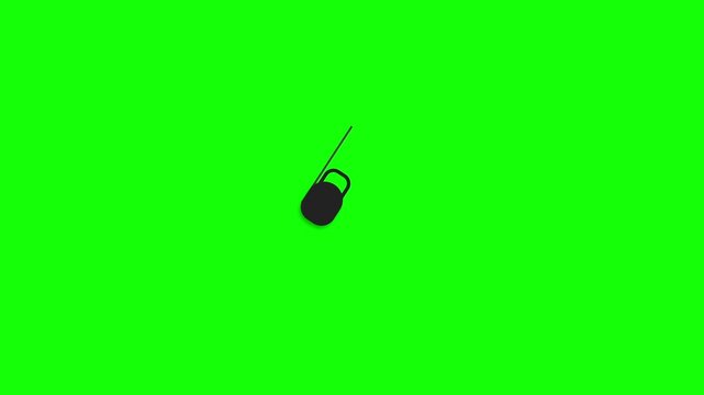 Black kettlebell icons swinging in motion against a solid bright green background
