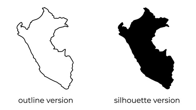 Peru Map Outline and Silhouette