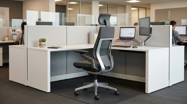 Modern office cubicle workspace
