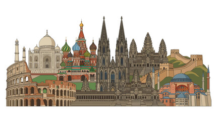 Obraz premium Famous Landmarks City Skyline Architecture.