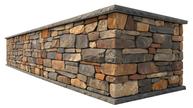 Natural Rough Stone Wall Cladding Panel Isolated on White Background