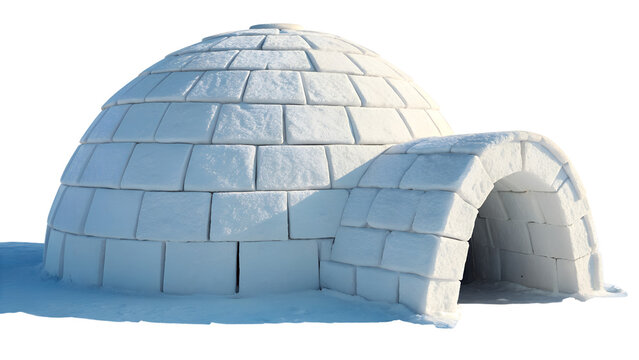 Traditional Snow Igloo Ice House Hut Isolated on White Background