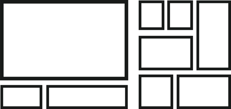 Modern photo gallery moodboard grid layout template for presentation and wireframing