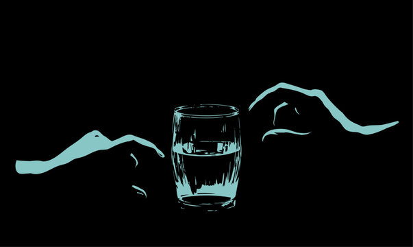 Vector draving. Glass of water