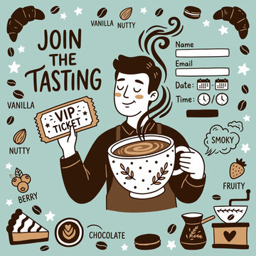 Go cafe taste event vip ticket form bean cup sign up join us now here