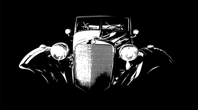 Vector draving of a vintage car
