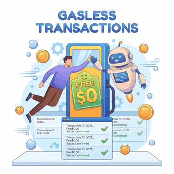 No gas fee app man bot high five zero pay fast easy safe tech web