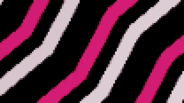 Vibrant pink and white stripes on black background pattern