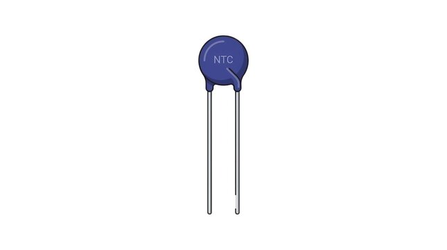 Blue ntc thermistor temperature sensor component isolated on white background for design.