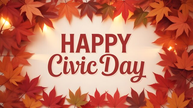 Happy civic holiday greeting with autumn maple leaves canada day celebration