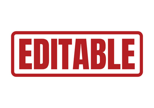 Bold red rubber stamp style graphic text message with the simple word Editable for documents