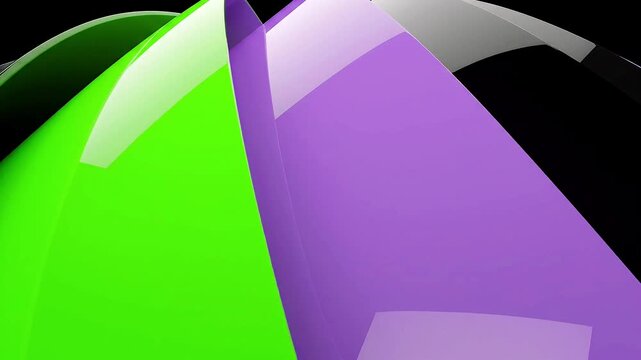 Abstract Green and Purple Curved 3D Shapes