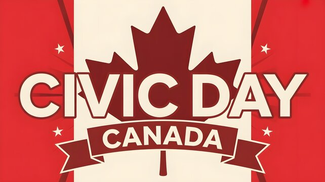 Civic holiday canada celebration with maple leaf