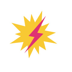 Fototapeta premium Yellow starburst with pink lightning bolt