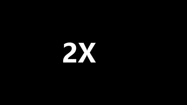 White Minimalist 2X Fast Forward Playback Speed Icon Animation Isolated on Black Background Video Player UI Overlay Element