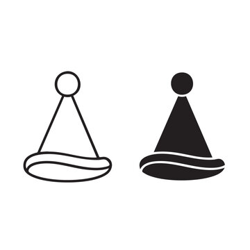 Party hat icon set line and glyph style birthday cone vector