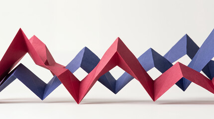 Obraz premium Abstract paper waves symbolizing market volatility and financial fluctuations
