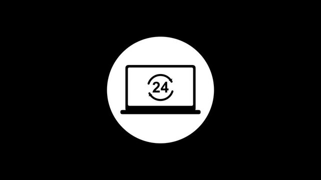 247 Online Support Icon on Laptop Screen for Continuous Service.