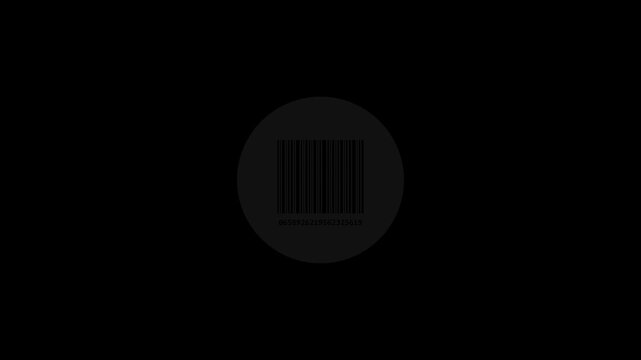 Barcode scanning animation on a black background, representing modern technology and digital identification.