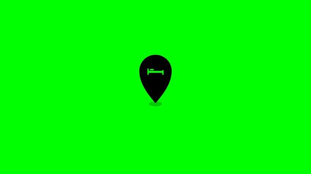 Location Pin Icon Animation on Green Screen.