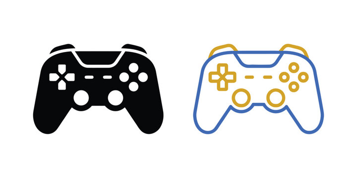 Game Controller Vector Icons Solid and Outline Styles