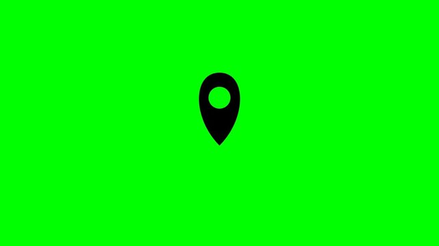 Location Pin Icon Animation on Green Screen, GPS Marker, Map Pointer, Navigation Symbol, Destination Indicator, Geo-tagging Element.