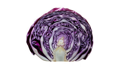 Obraz premium Fresh Half Red Cabbage Isolated on White Background with Natural Texture