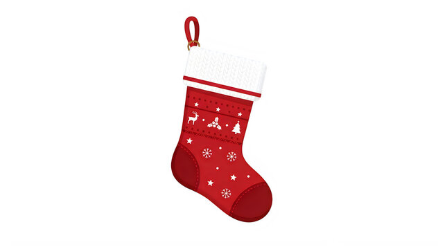 Merry Christmas Santa Christmas stocking, holiday decoration, red and white, festive accessory, seasonal ornament VECTOR