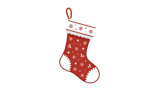 Merry Christmas Santa Christmas stocking, red and white, holiday decoration, festive ornament, Christmas tree accessory VECTOR